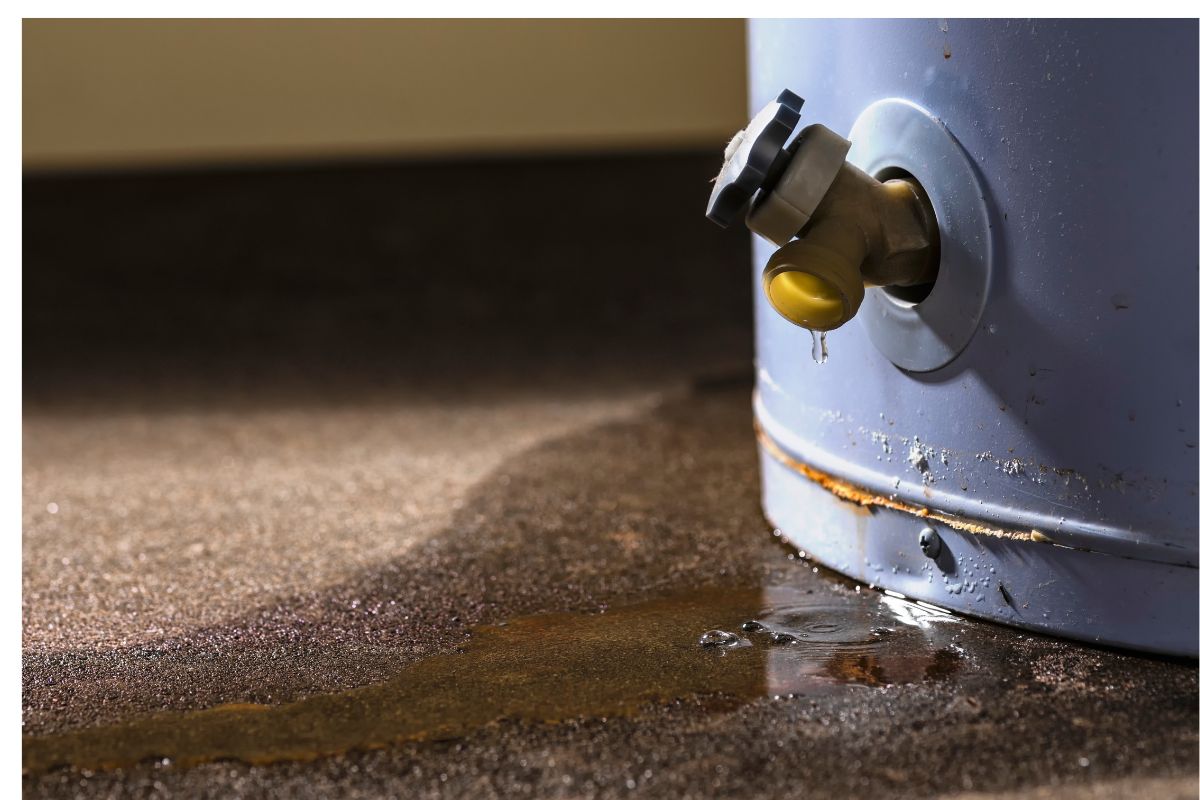 Leaky water heater needing water heater services and repair during winter