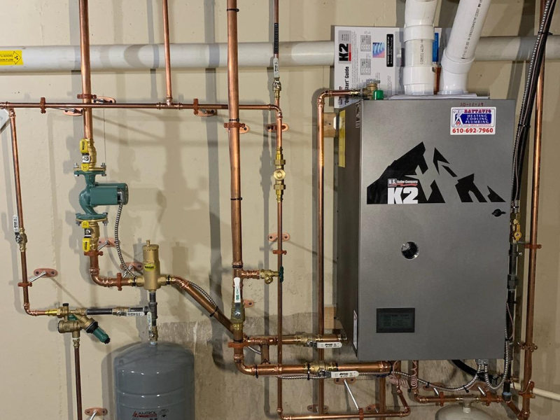 Emergency HVAC Services K2 boiler system installed by Battavio for emergency HVAC services in a residential setup