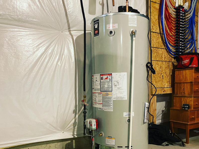 Water Heater Picture of a newly installed water heater from Battavio’s water heater services