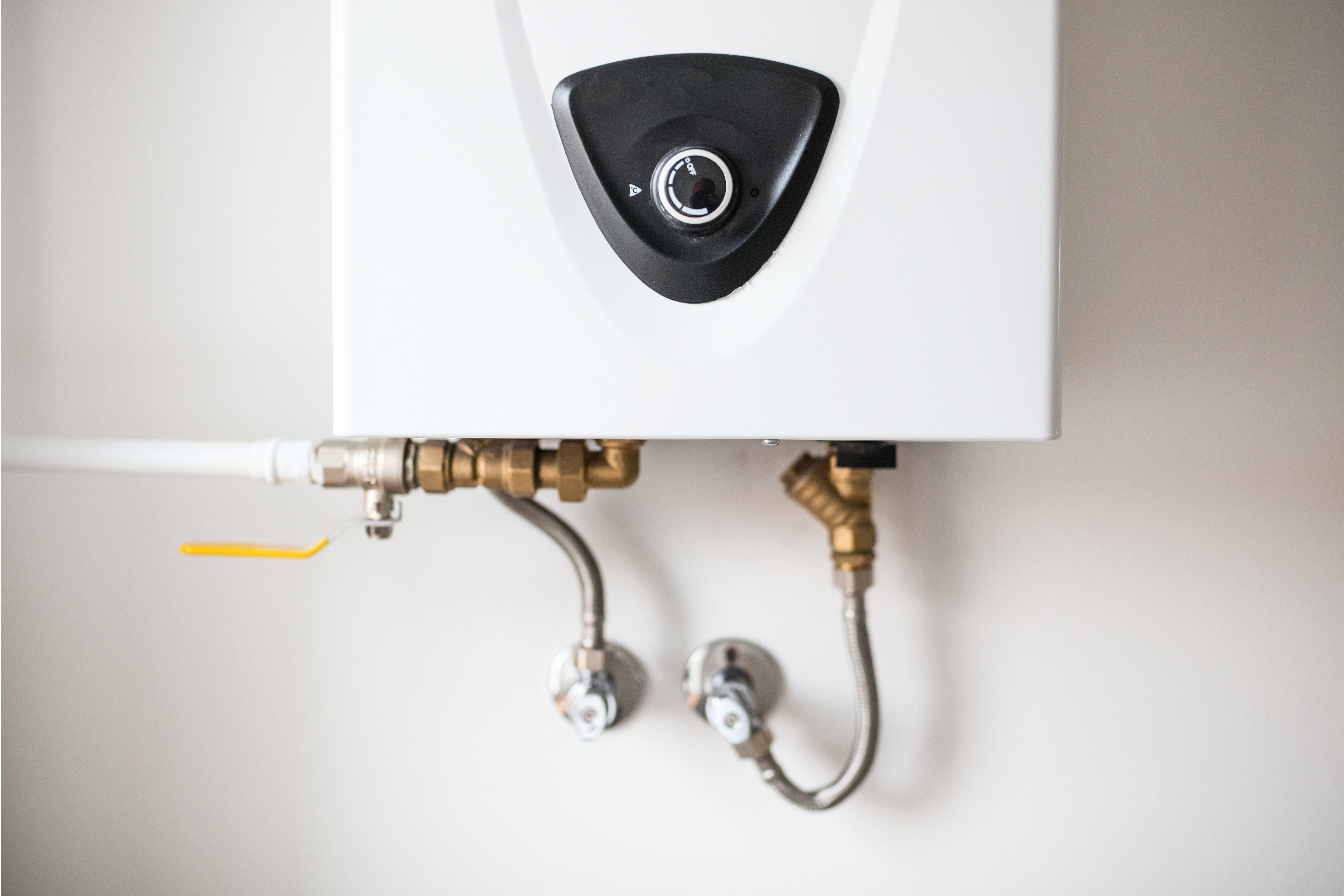 Power Vent Water Heaters Picture of a newly installed water heater from Battavio’s water heater services